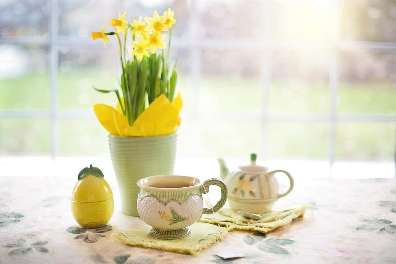 A spring tea setting
